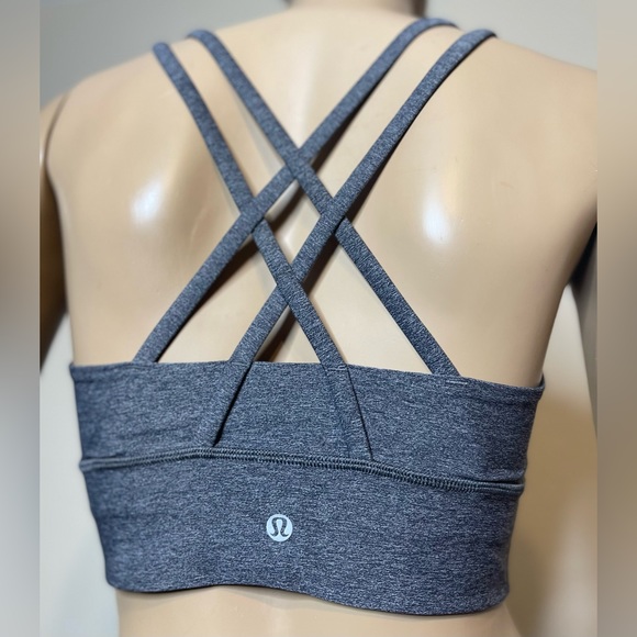 Lululemon Energy Long Line Sports Bra Size 6 Heathered Black - Picture 5 of 6